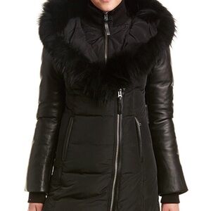 Mackage Cordelia Black Puffer Coat with Fur Trim